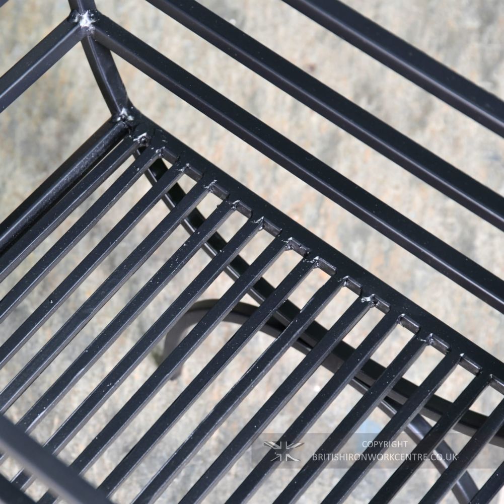 Regal Black Iron Curved Log Holder close up from the top 