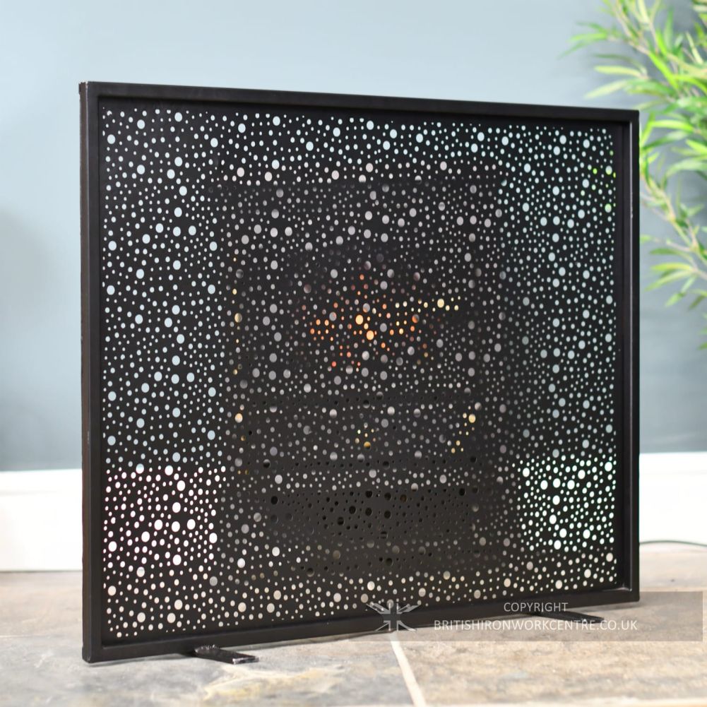 Circular Cut-Out Single Pane Black Fire Screen