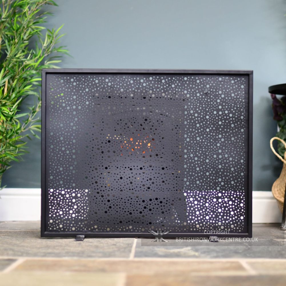 Circular Cut-Out Single Pane Black Fire Screen front view
