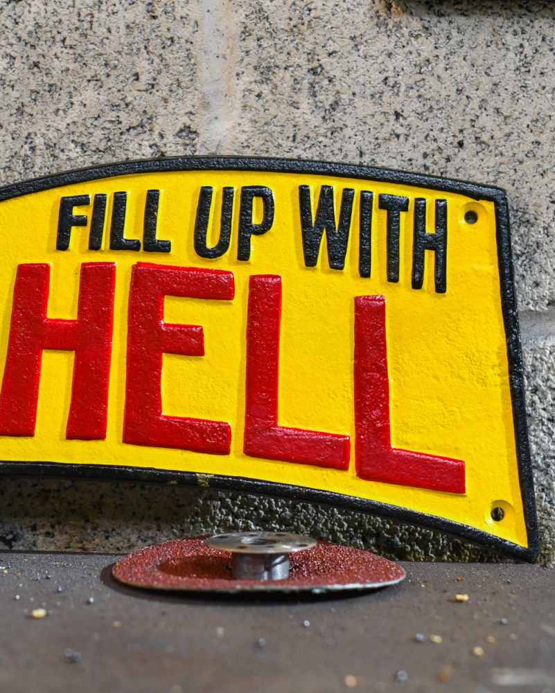 Fill Up With Shell Cast Iron Automobilia Sign Fixing Points