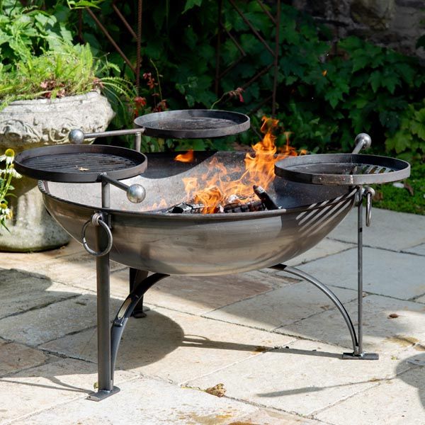Fire Bowl With Three Barbecue Swing Arms in Situ