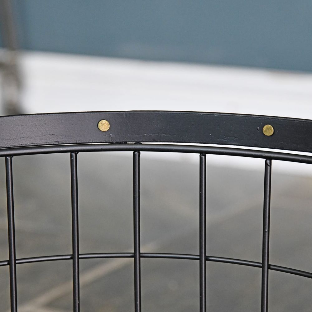 Large Black Wirework Fireside Log Basket Close Up