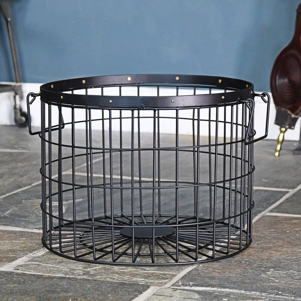 Large Wirework Fireside Log Bucket in a Black Finish
