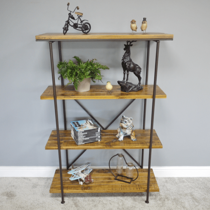 Industrial Wooden and Metal Shelving Unit 