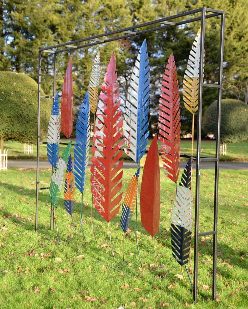 Side Of The 'Flora Harvest' Recycled Oil Drum Wall Art