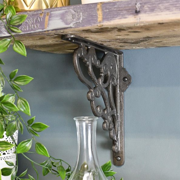 Floral Art Nouveau Iron Bracket-Natural Iron On The Wall