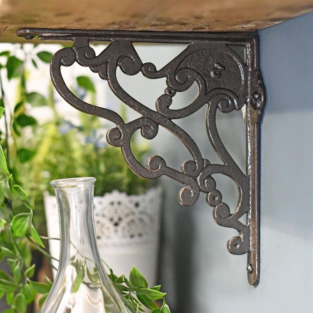 Floral Art Nouveau Iron Bracket-Natural Iron