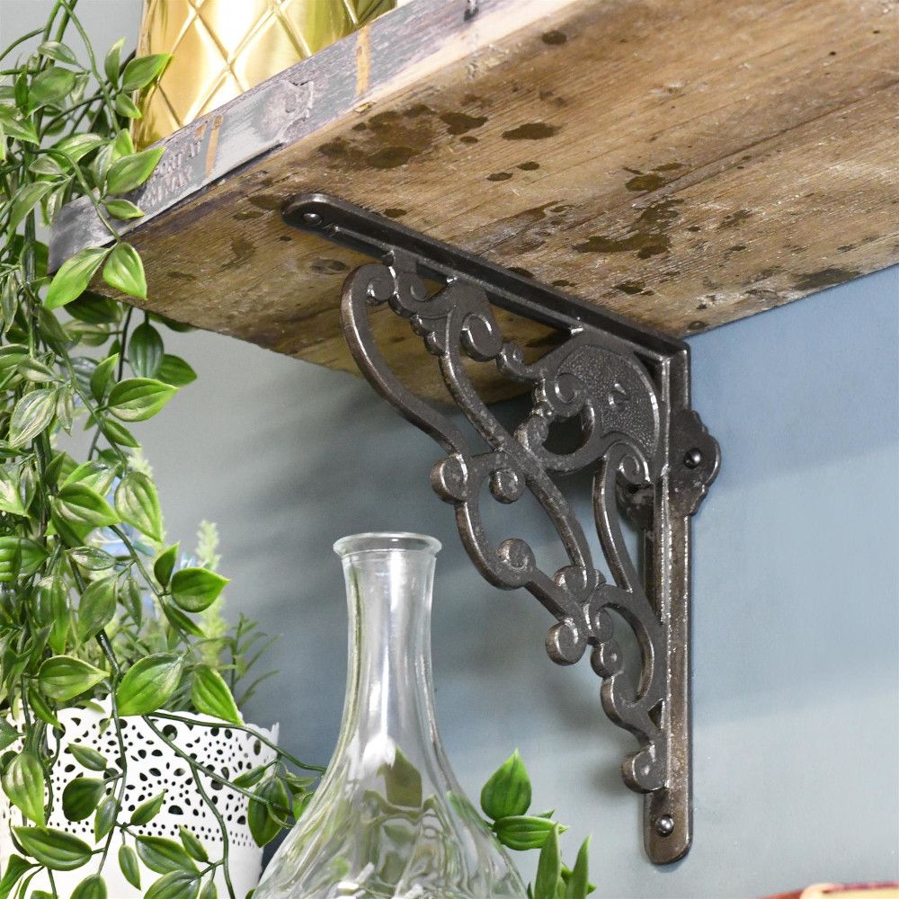 Floral Art Nouveau Iron Bracket-Natural Iron Under
