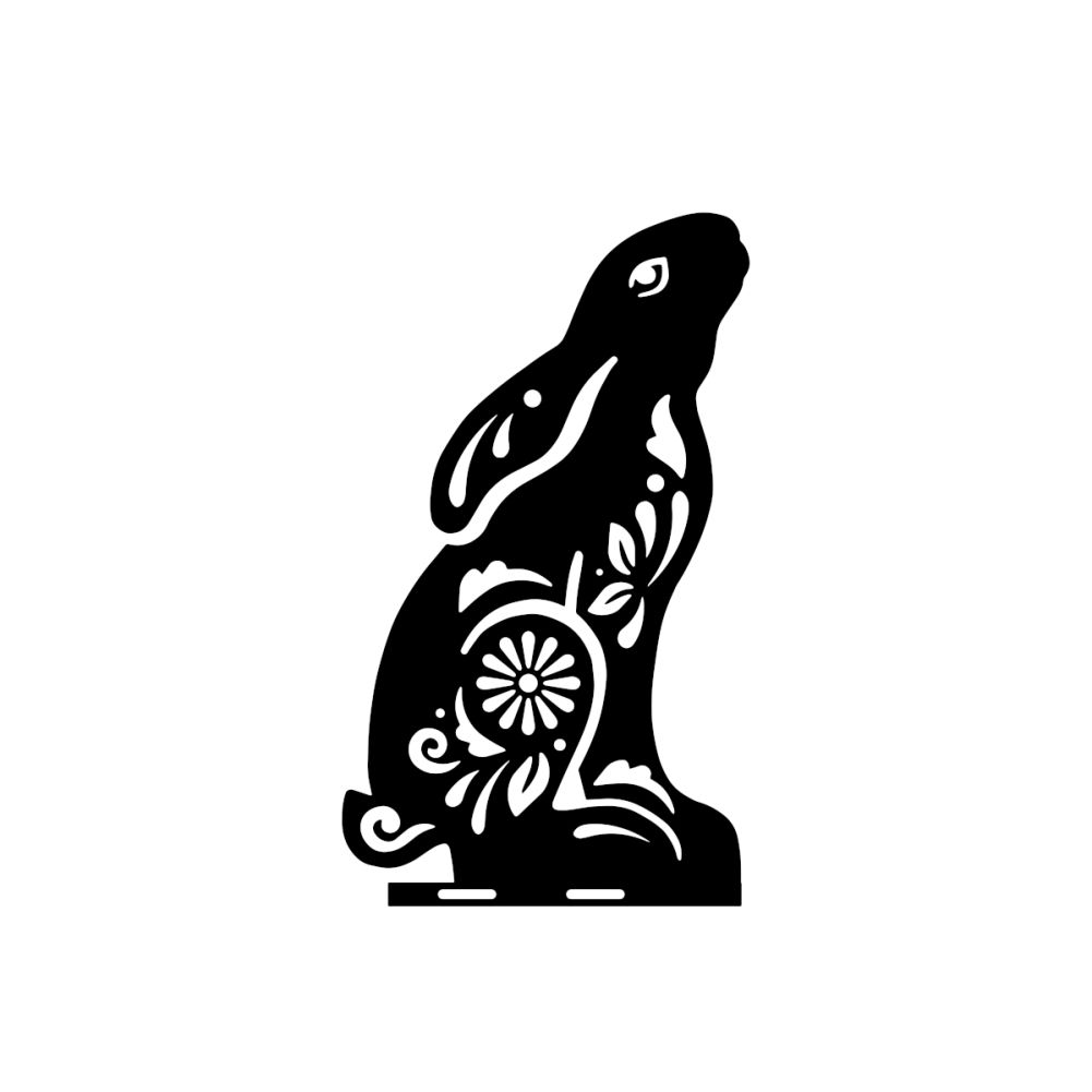 Cast Iron & Steel Floral Moon Gazing Hare Weathervane