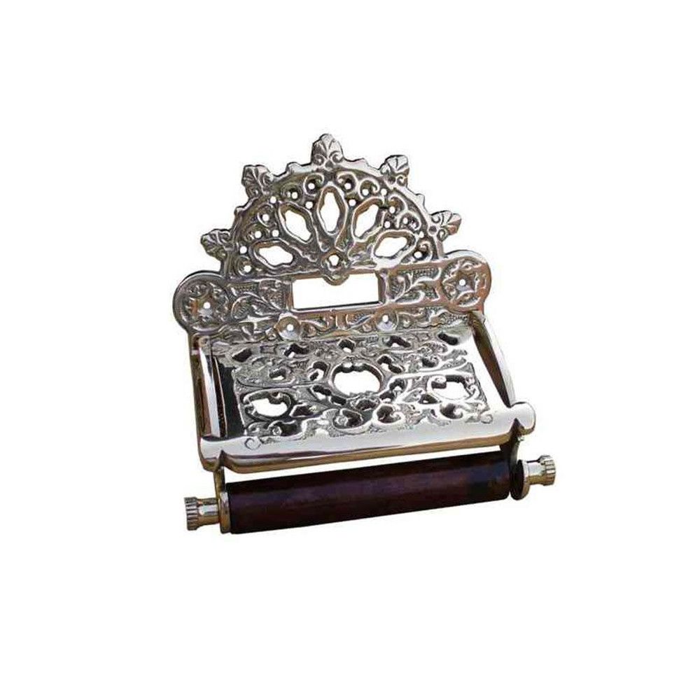 Floral Polished Brass Victorian Toilet Roll Holder