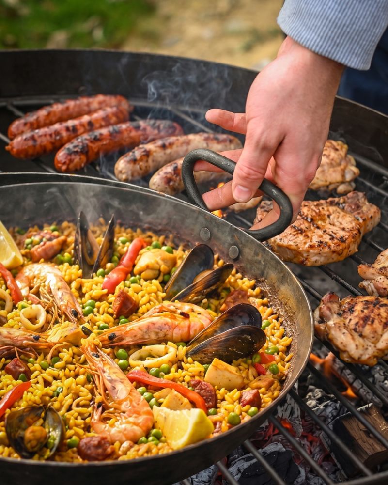 Iron Paella Pan Close Up Digital Illustration