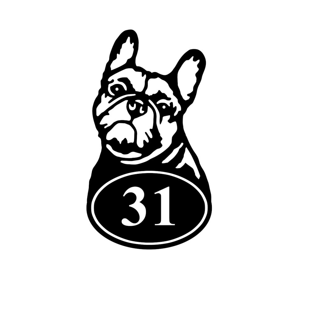 French Bulldog House Number Sign