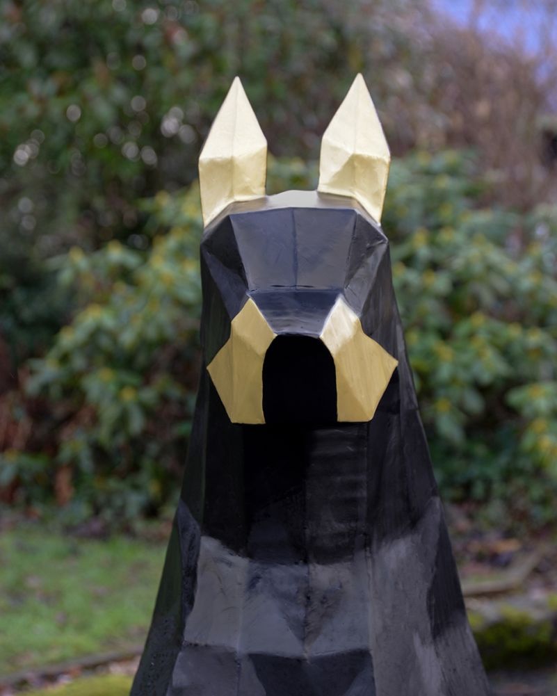 'Onyx' The Doberman Recycled Oil Drum Sculpture - Sitting Front