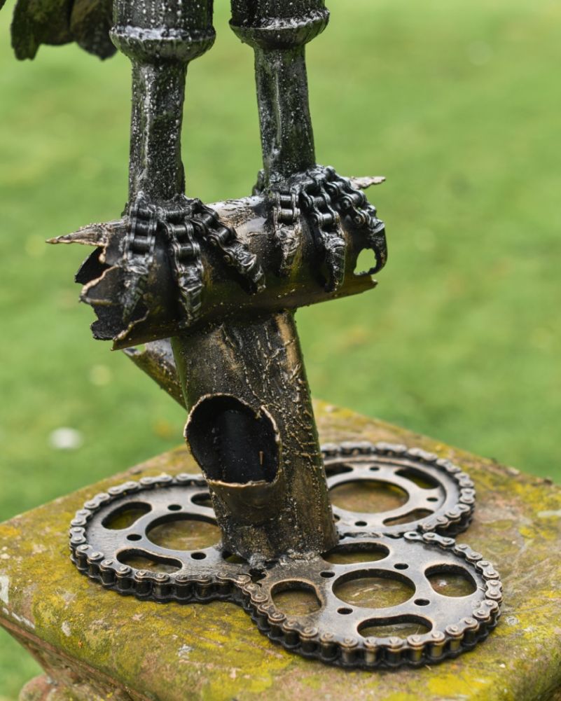 Fuel Tank Vulture Recycled Metal Sculpture Base