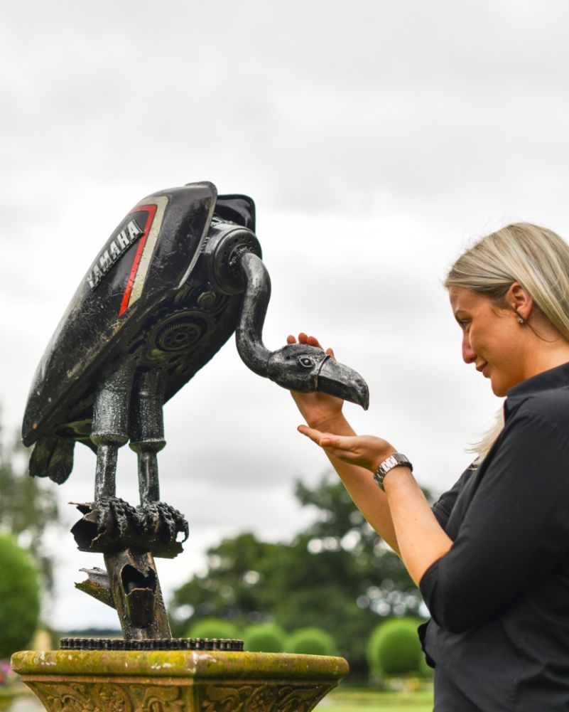 Fuel Tank Vulture Recycled Metal Sculpture  Scale