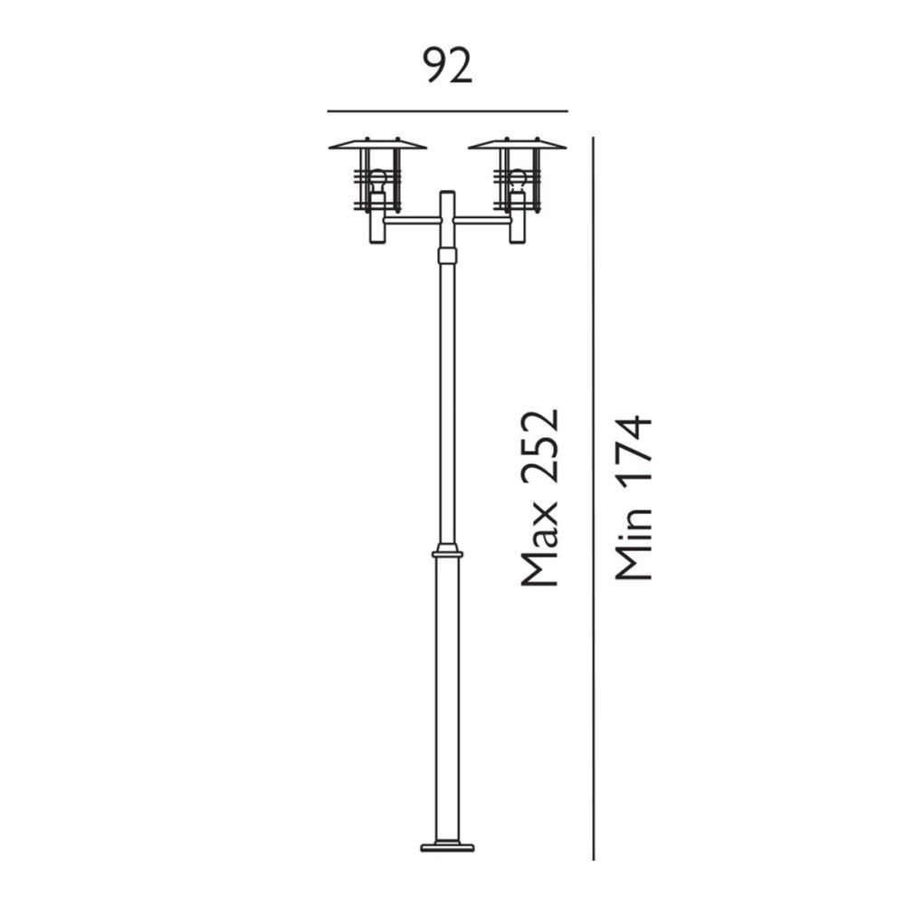 Galvanised Steel Lighthouse Twin-Head Lamp Post Dimensions