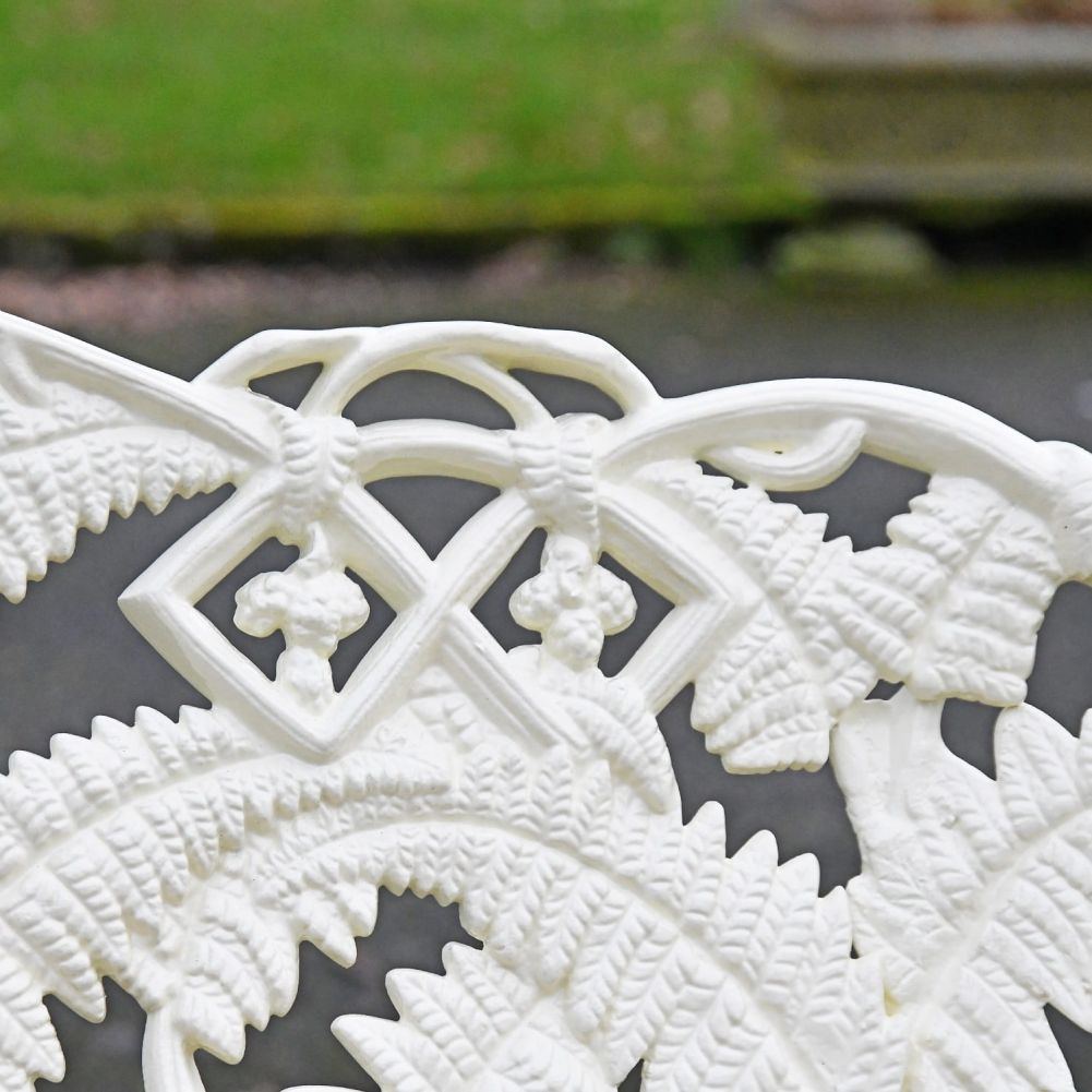 Close up of fern detailing on Coalbrookdale Bench 