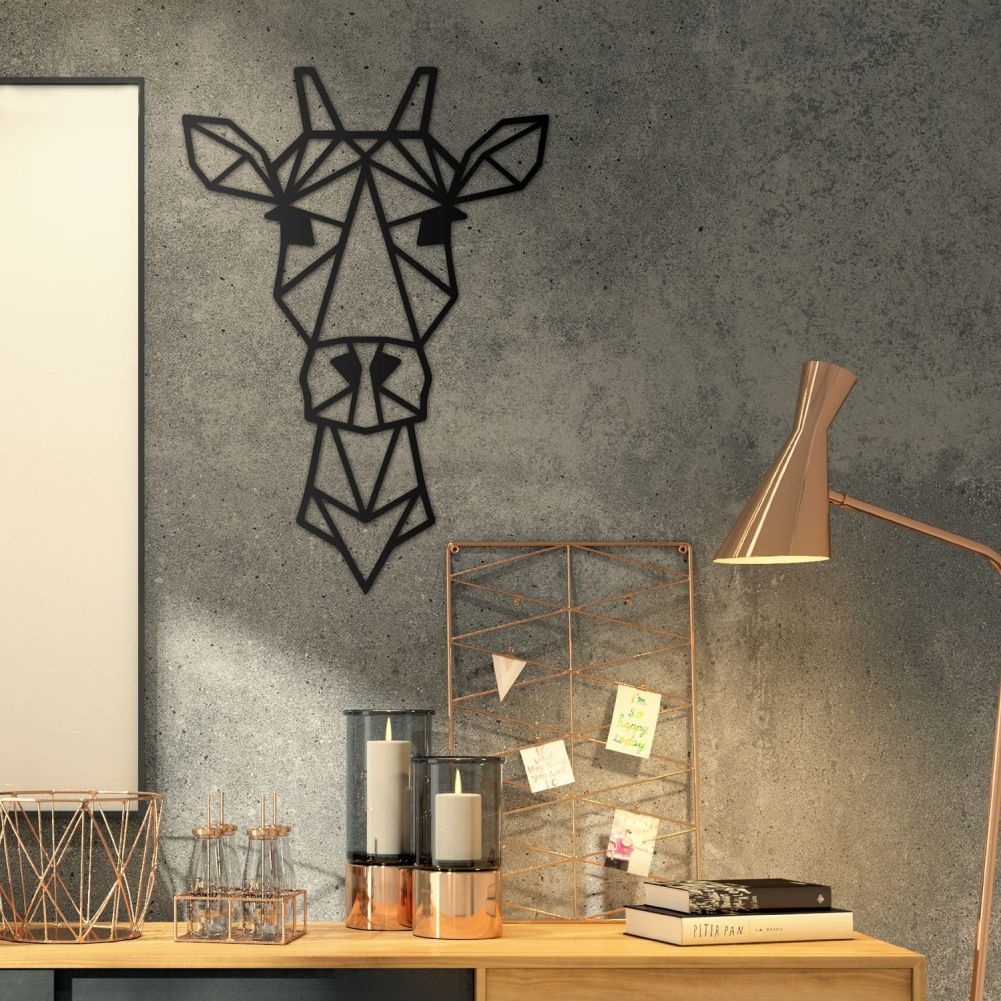 Geometric Giraffe Wall Art In a Modern Study
