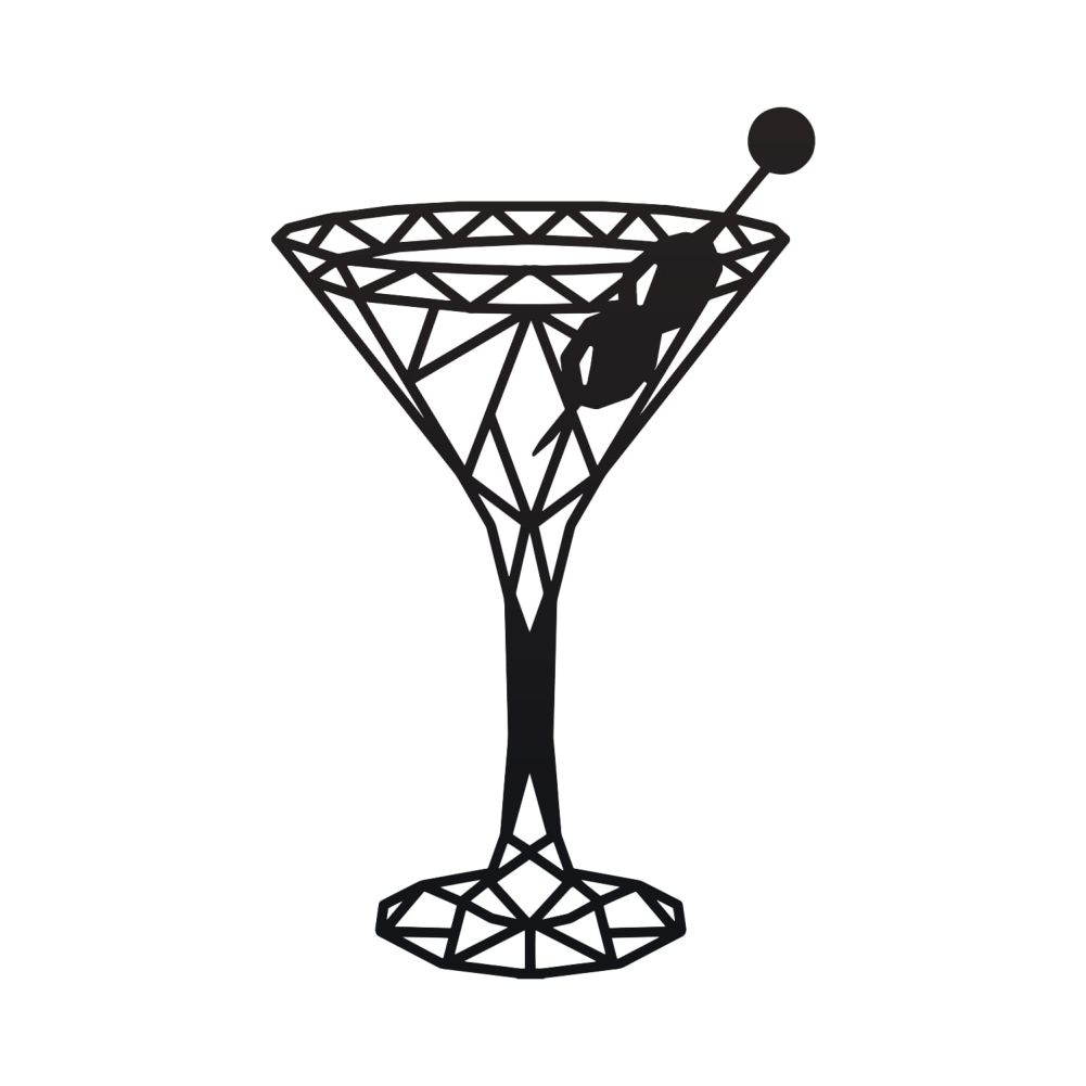 Geometric Steel Martini Glass Wall Art On a White Background