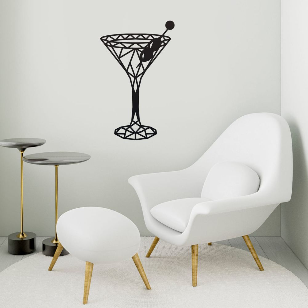 Geometric Steel Martini Glass Wall Art With Reading Chair