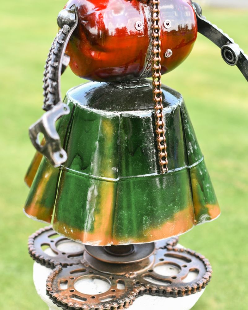 Geometric Robot Garden Sculpture Recycled Metal Materials  Dress