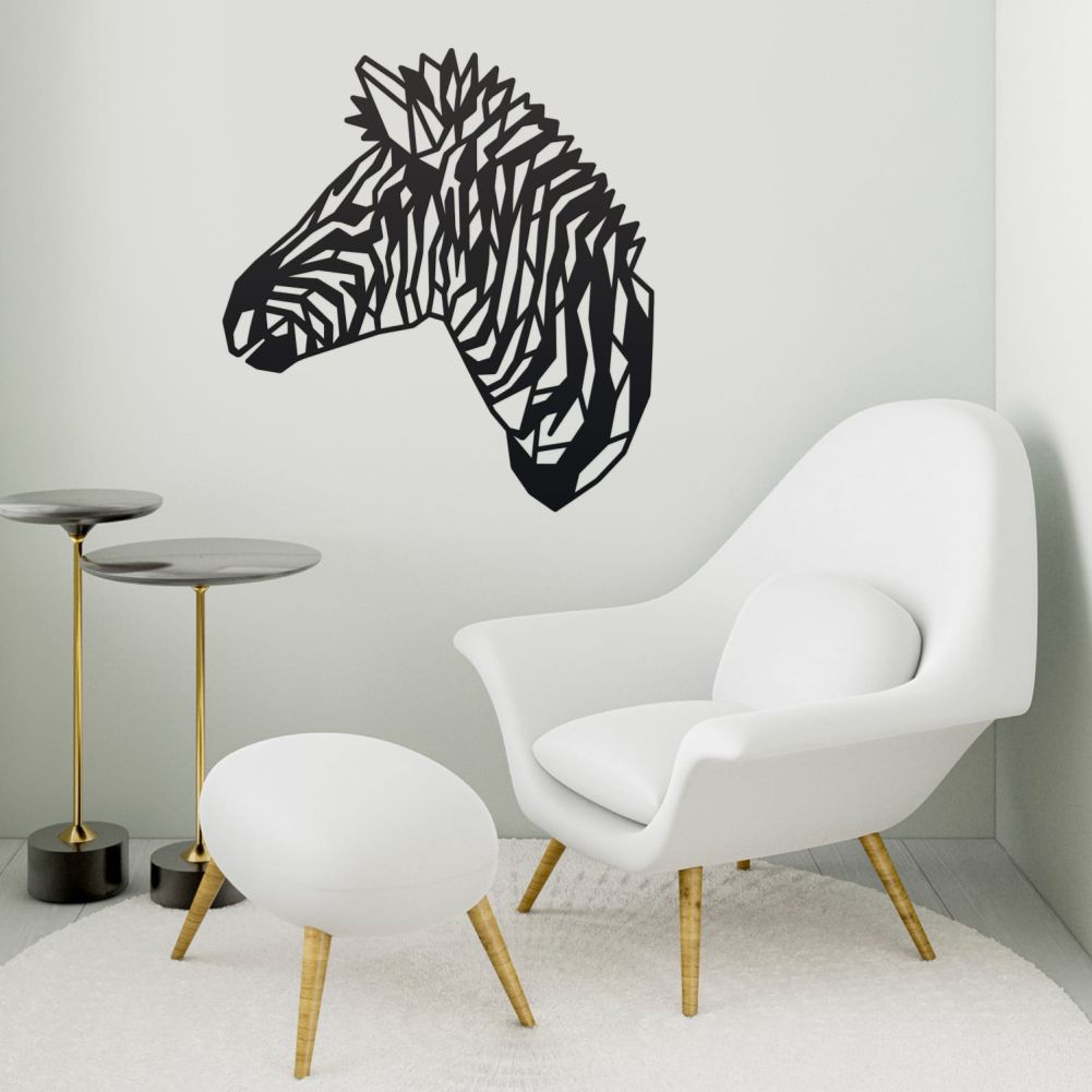 Geometric Steel Zebra Wall Art With Reading Chair