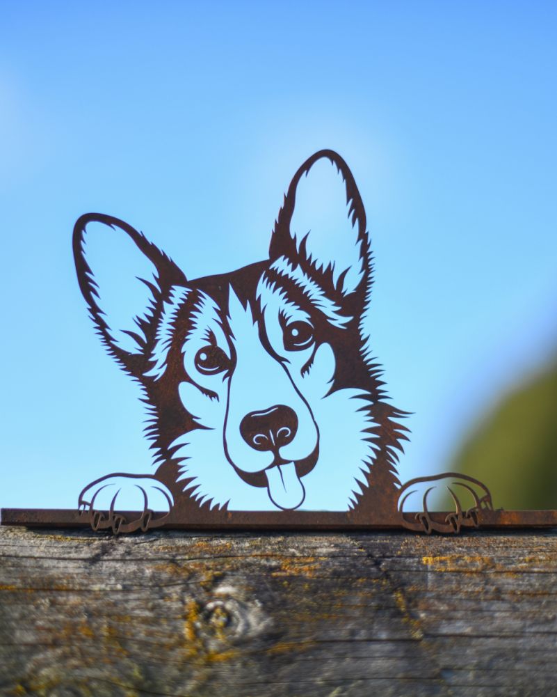 German Shepherd Puppy Fence Topper - Rustic On The Fence