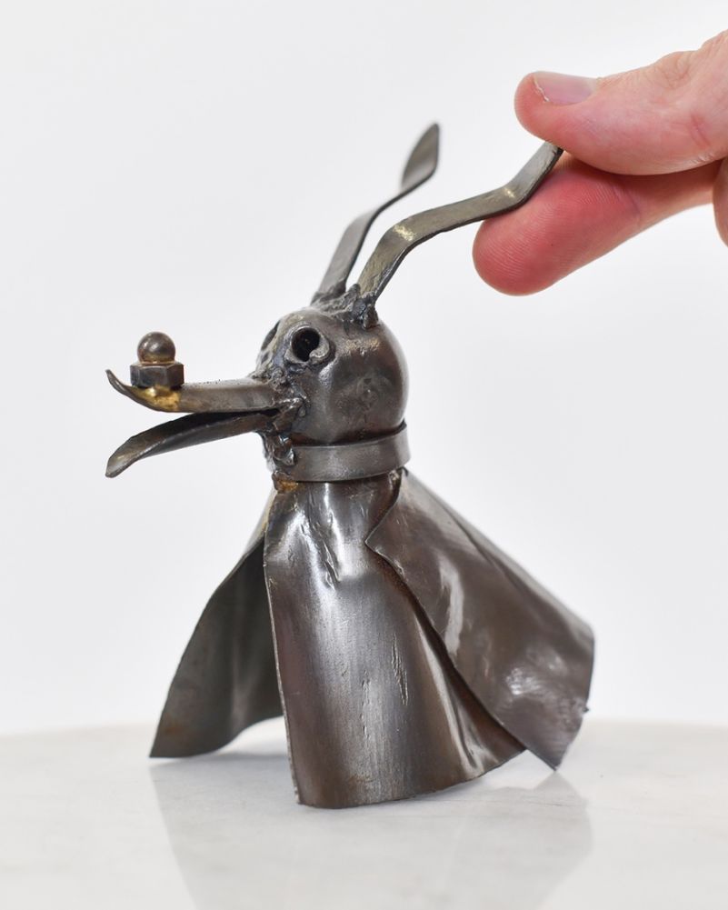 Ghost Dog Scrap Metal Art Sculpture Scale