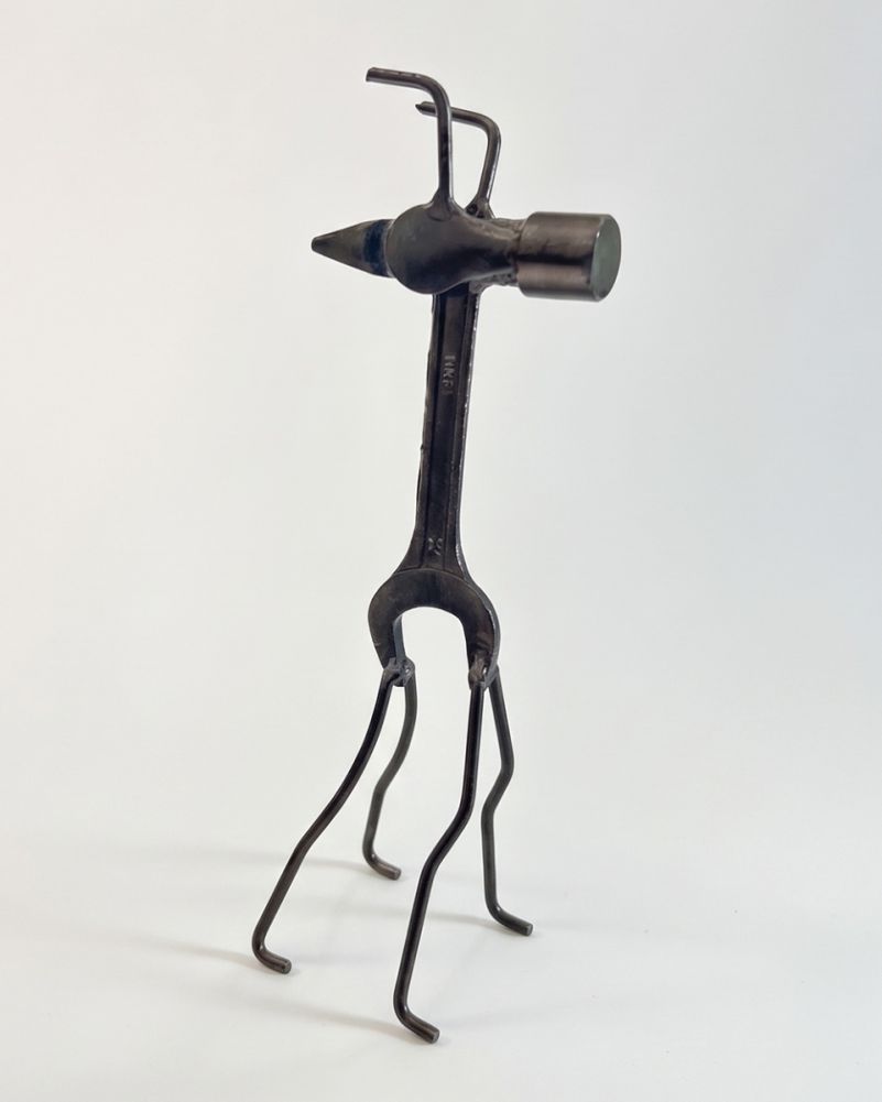 White Background Shot Of The Giraffe Scrap Metal Art Sculpture
