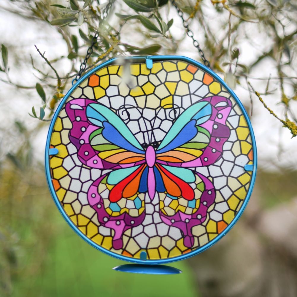 Glass Butterfly Hanging Solar Light In Situ