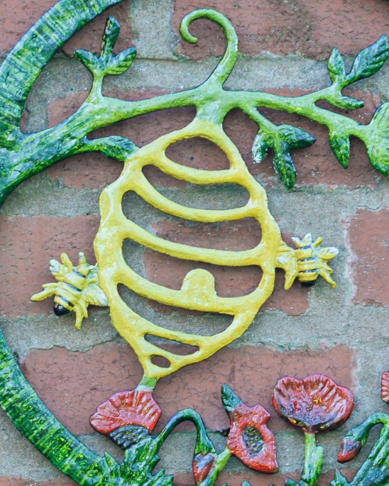 Decorative Beehive Garden Wall Art Close Up 
