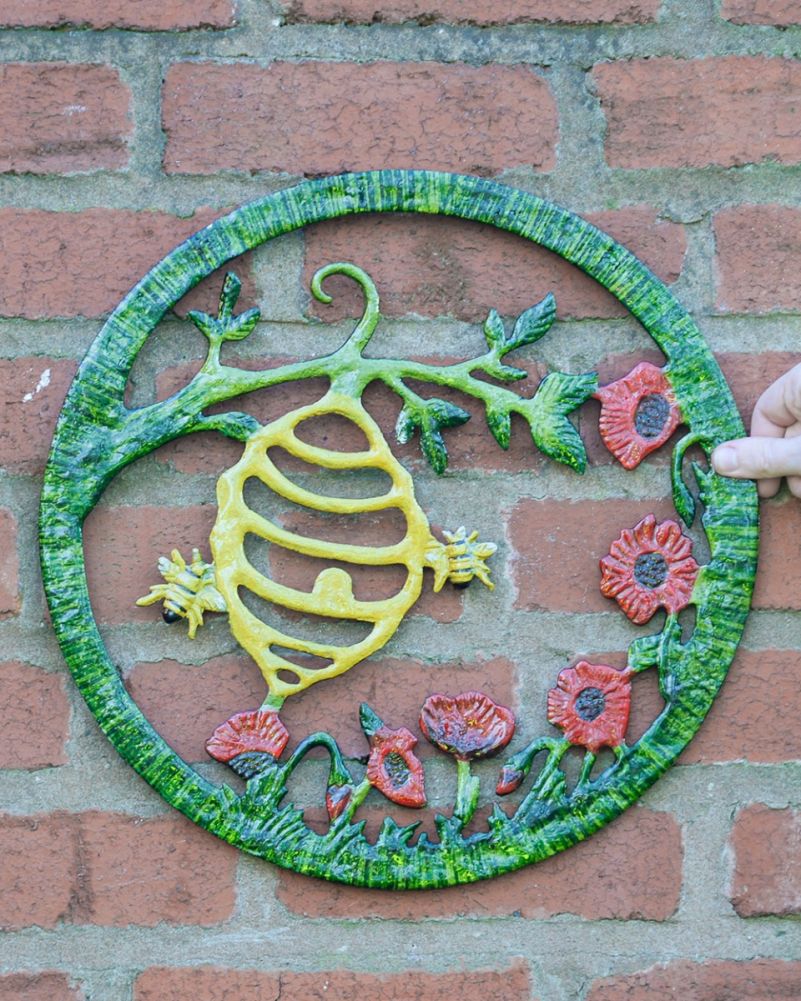 'Golden Hive' Decorative Garden Wall Art To Scale