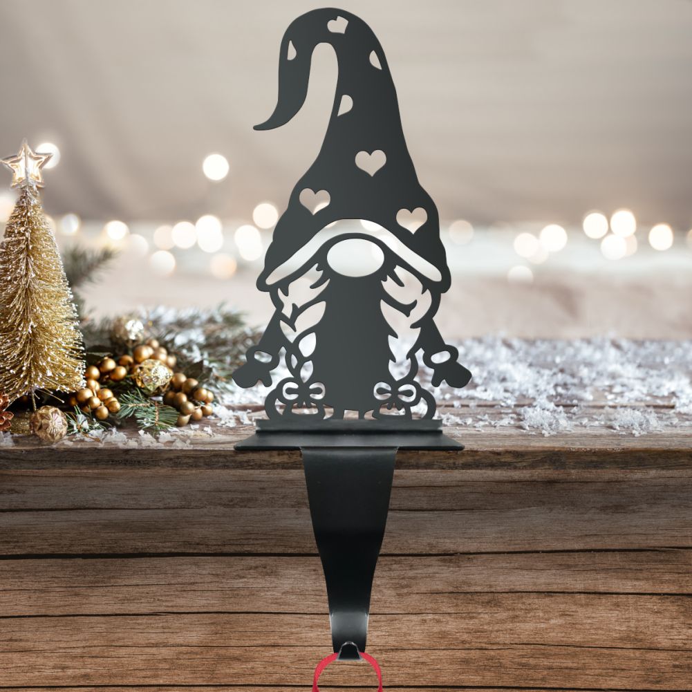 Gonk Wearing Heart Patterned Hat Christmas Stocking Holder