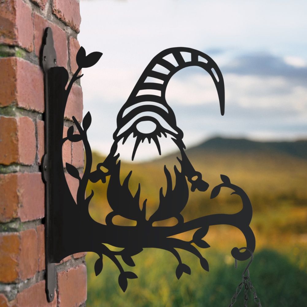 Gonk With Stripy Hat Hanging Basket Bracket In A Farm Setting
