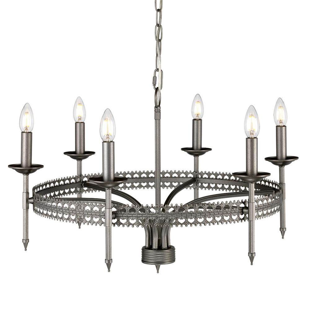 Gothic 'Burleigh' Six Light Chandelier On