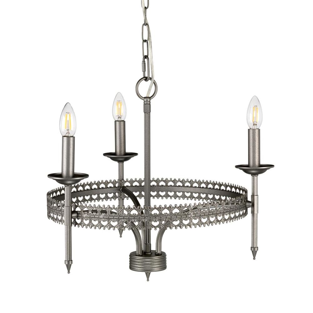 Gothic 'Burleigh' Three Light Chandelier