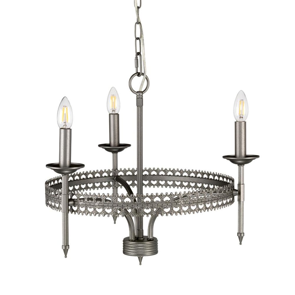 Gothic 'Burleigh' Three Light Chandelier