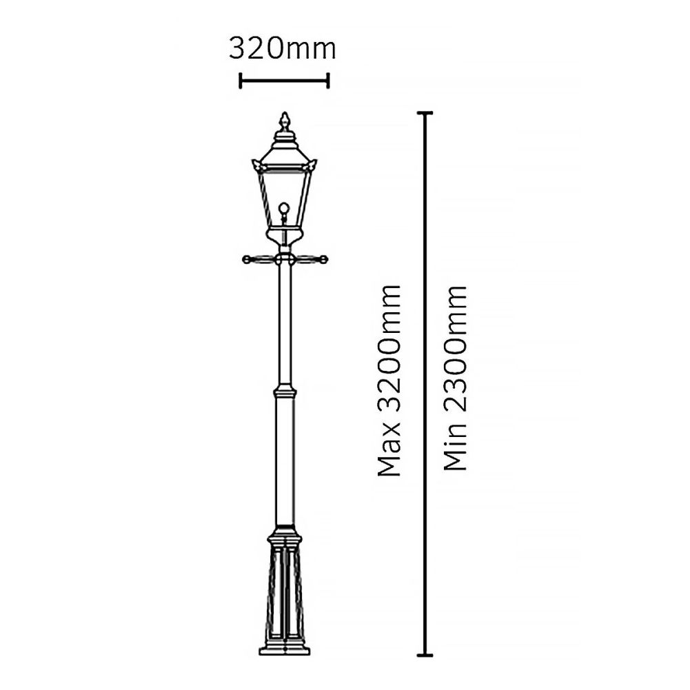 Grande 'Goldington' Copper Victorian Lamp Post - 3.2m Dimensions
