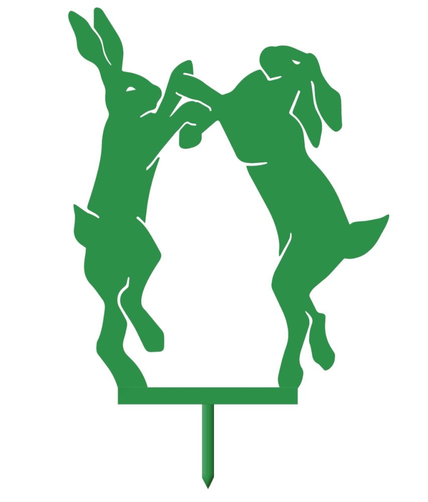 Green Simplistic Boxing Hares Silhouette