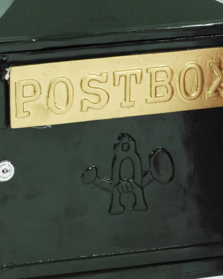 Green Suffolk Post & Parcel Box Close Up Of Letter Flap