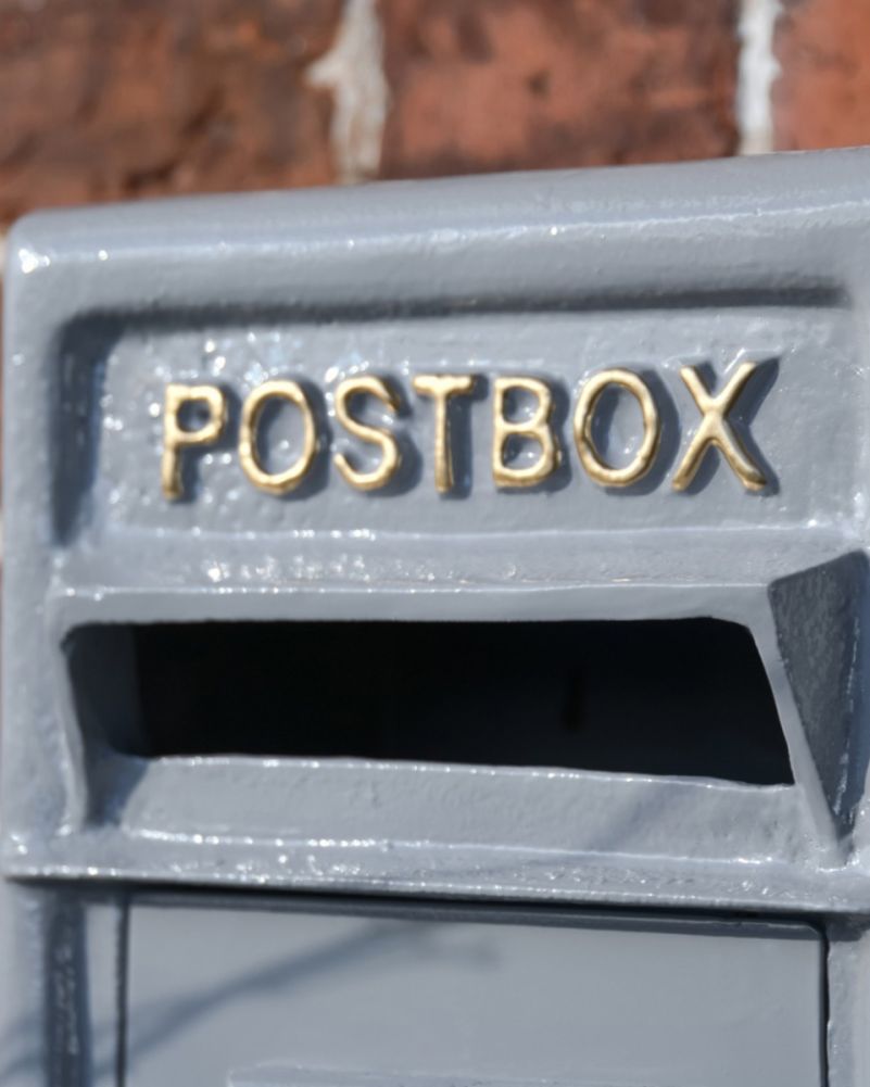 Grey and Gold Traditional Wall Mounted Post Box Lettering Detail