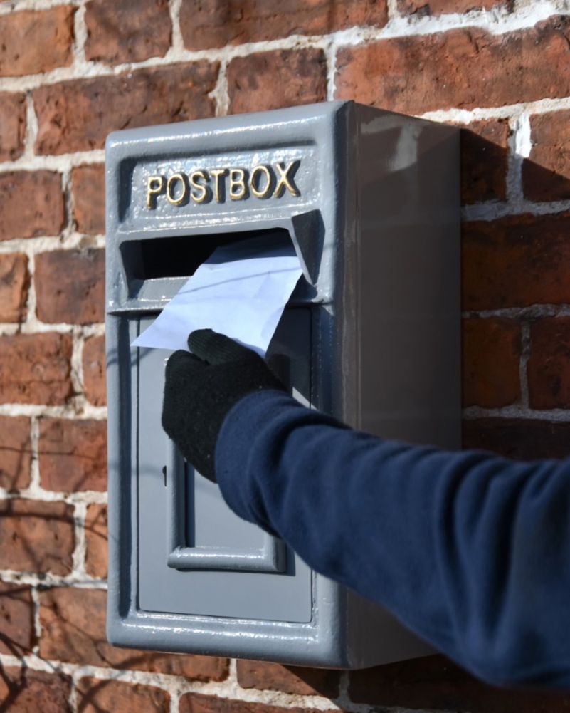 Grey and Gold Traditional Wall Mounted Post Box Scale View