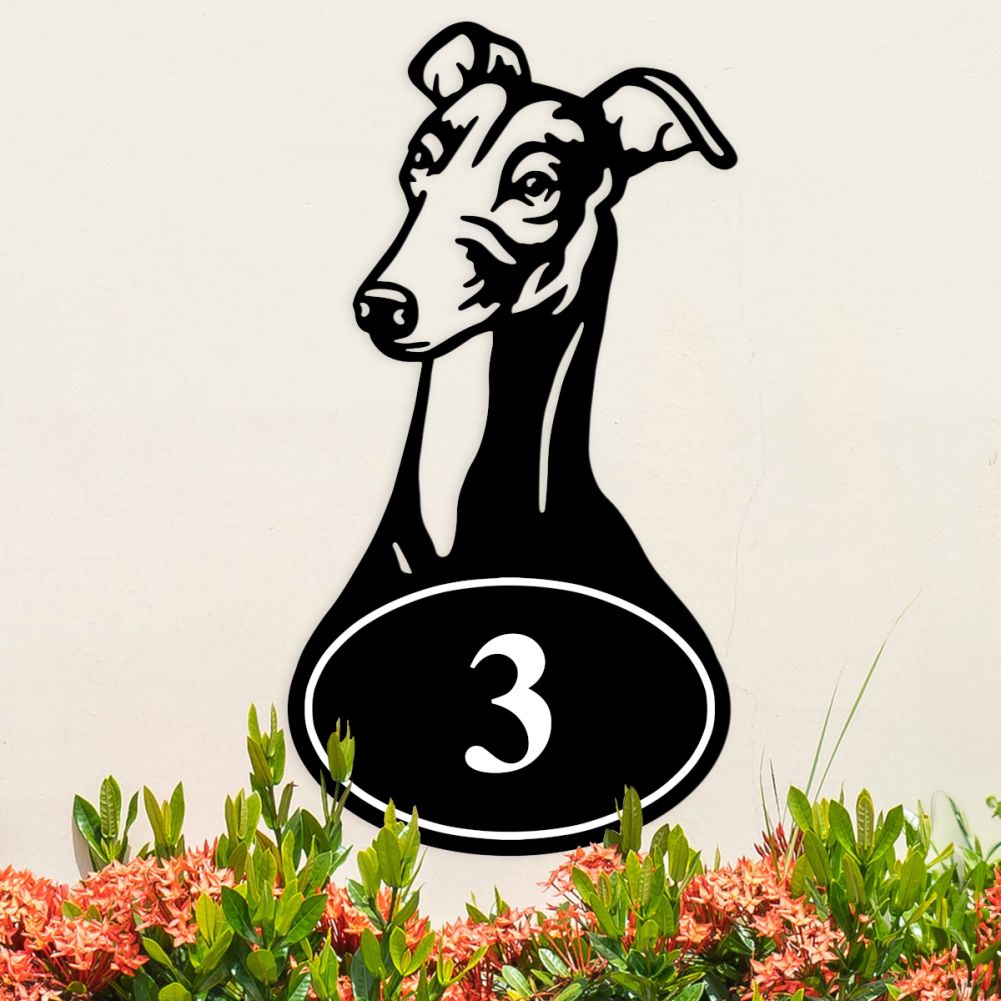 Greyhound House Number Sign 
