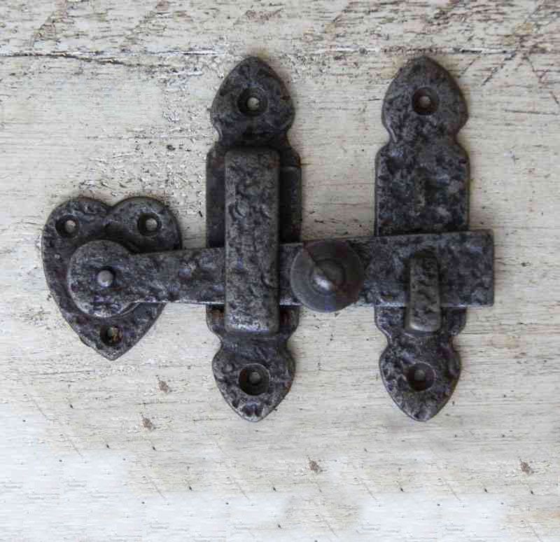 Vintage Ornate Hammered Iron Heart Latch