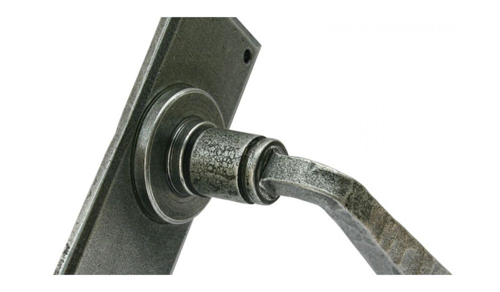 Hammered Pewter Contemporary Door Handle Close Up