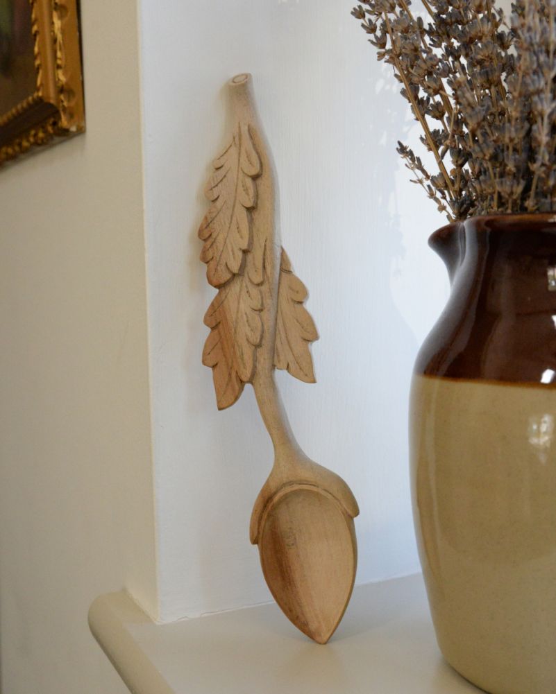 Ornate Teak Wood Love Spoon With Hand Carved Details