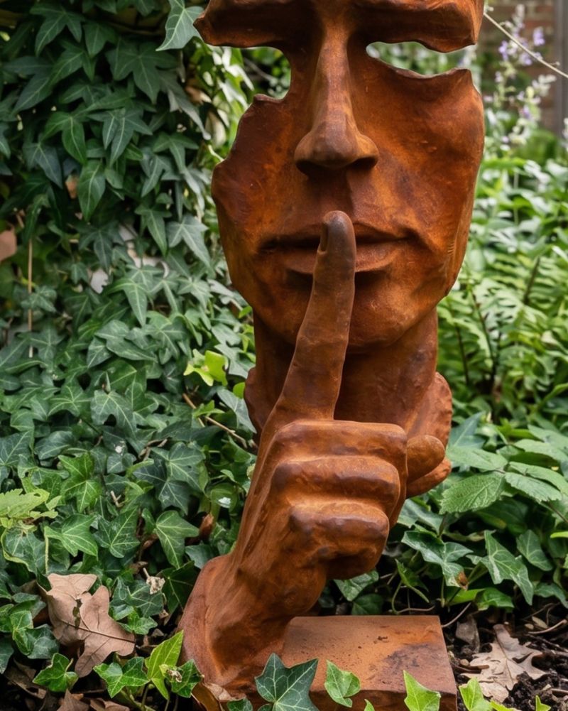 Details On The Hush Cast Iron Rustic Sculpture Digital Illustration