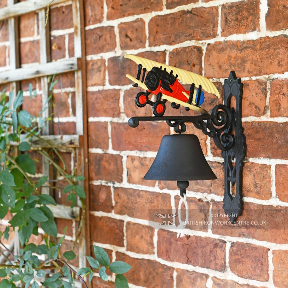 Hand Painted Bi-Plane Garden Bell