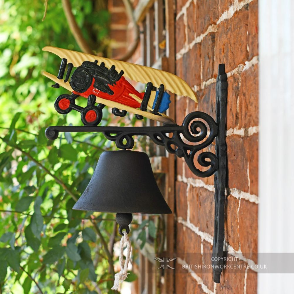 Hand Painted Plane Garden Bell Made From Cast Iron