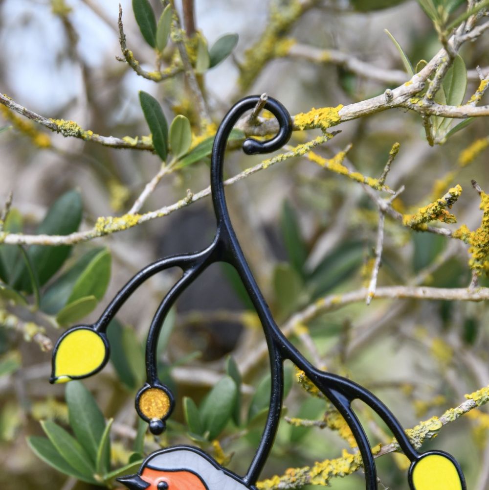 Close Up Of Handcrafted Metal Robin Garden Decoration Topper